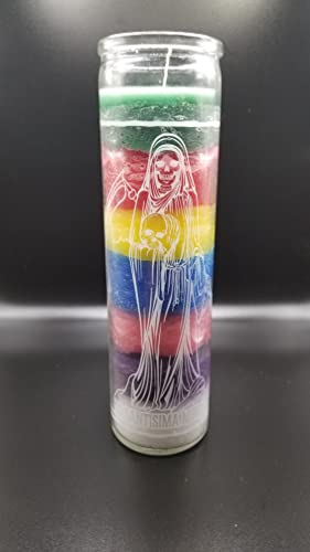 Holy Death (Santa Muerte) 7 Day Candle- Santisima Muerte Vela, Santisima Muerte - Holy Death Candle, Goth Decor, Candle, Green,red,yellow,blue,black