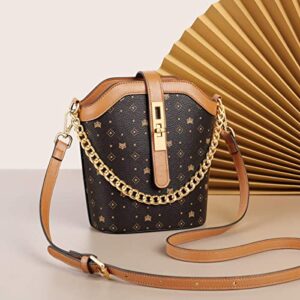 Small Crossbody Bucket Bag for Women Vegan Leather Shoulder Bag Anna Chain Accessories For Mini Flap Top Handbag Purse