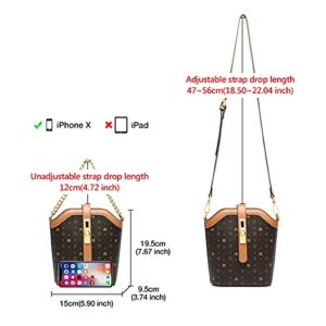 Small Crossbody Bucket Bag for Women Vegan Leather Shoulder Bag Anna Chain Accessories For Mini Flap Top Handbag Purse