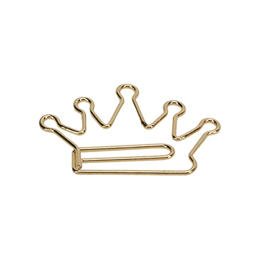 100Pcs Crown Shape Paper Clips Gold Creative Bookmarks Note Clip Marking Document Organizing Clip Stationery Supplies(#1)