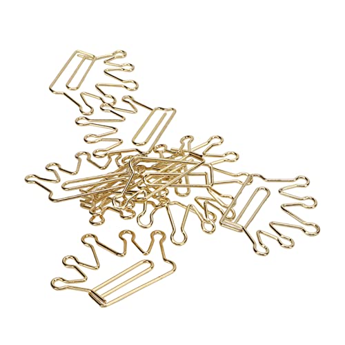 100Pcs Crown Shape Paper Clips Gold Creative Bookmarks Note Clip Marking Document Organizing Clip Stationery Supplies(#1)