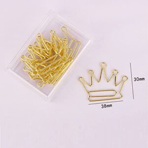 100Pcs Crown Shape Paper Clips Gold Creative Bookmarks Note Clip Marking Document Organizing Clip Stationery Supplies(#1)