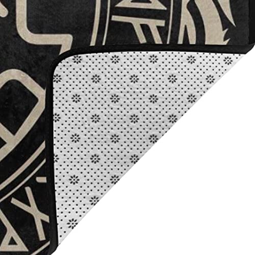 Fashion Soft Cozy Area Rug Indoor Thick Throw Rugs Carpets Floor Mats (Black Celtic Viking Design Magical Runic Compass Vegvisir in The Circle of Norse Runes and Dragons Tattoo Decorative)