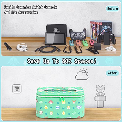 Carrying Case Compatible with Nintendo Switch/Switch OLED Case, Large Storage Carry Case Cute Soft Shell Protective for Switch Console Pro Controller & Accessories