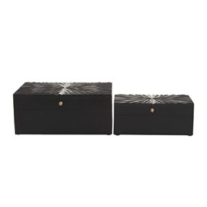 cosmoliving by cosmopolitan wood geometric box with hinged lid, set of 2 10″, 8″w, black