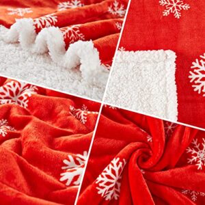 Touchat Red Sherpa Christmas Throw Blanket, Fuzzy Fluffy Soft Cozy Blanket, Fleece Flannel Plush Microfiber Blanket for Couch Bed Sofa (50" X 60",Snowflake)