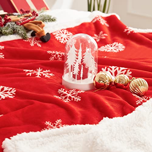 Touchat Red Sherpa Christmas Throw Blanket, Fuzzy Fluffy Soft Cozy Blanket, Fleece Flannel Plush Microfiber Blanket for Couch Bed Sofa (50" X 60",Snowflake)