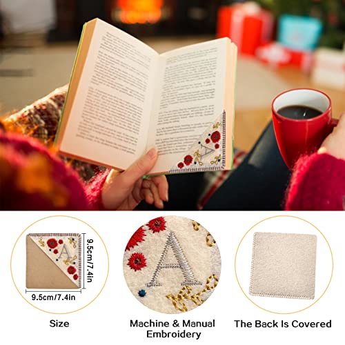 Personalized Embroidered Corner Bookmark Letters Cute Flower Bookmarks Felt Triangle Book Markers Corner Bookmark for Book Lovers (D, Fall)