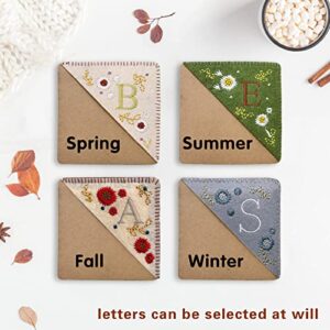 Personalized Embroidered Corner Bookmark Letters Cute Flower Bookmarks Felt Triangle Book Markers Corner Bookmark for Book Lovers (D, Fall)