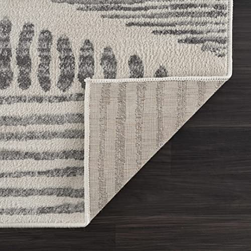 Tigris Collection Nikea Geometric Southwestern Farmhouse Living Room Bedroom Dining Room Area Rug - Vintage Distressed - Boho Aztec Tribal Pattern - Ivory, Beige, Gray - 7'10" x 10'
