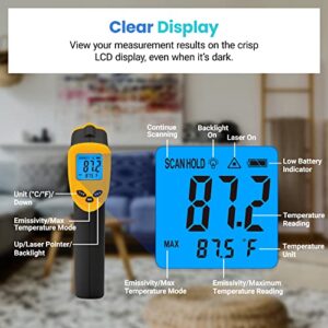 Etekcity Infrared Thermometer Upgrade 774, Heat Temperature Temp Gun for Cooking, Laser IR Surface Tool for Pizza, Griddle, Grill, HVAC, Engine, Accessories, -58°F to 842°F, Yellow