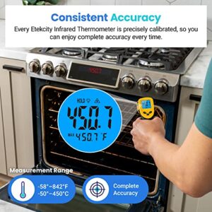 Etekcity Infrared Thermometer Upgrade 774, Heat Temperature Temp Gun for Cooking, Laser IR Surface Tool for Pizza, Griddle, Grill, HVAC, Engine, Accessories, -58°F to 842°F, Yellow