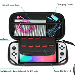 Pink Carry Made Case For Nintendo Switch/Switch OLED Console Custom Name Case with 10 Games Cartridges Protective Hearts 3D Name NC5