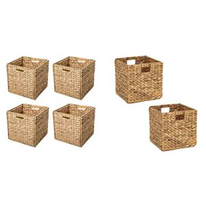 trademark innovations foldable hyacinth storage baskets with iron wire frame (set of 4) & basket with iron wire frame by trademark innovations (set of 2)