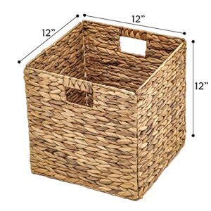 Trademark Innovations Foldable Hyacinth Storage Baskets with Iron Wire Frame (Set of 4) & Basket with Iron Wire Frame By Trademark Innovations (Set of 2)