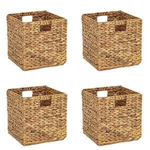 Trademark Innovations Foldable Hyacinth Storage Baskets with Iron Wire Frame (Set of 4) & Basket with Iron Wire Frame By Trademark Innovations (Set of 2)