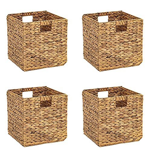 Trademark Innovations Foldable Hyacinth Storage Baskets with Iron Wire Frame (Set of 4) & Basket with Iron Wire Frame By Trademark Innovations (Set of 2)