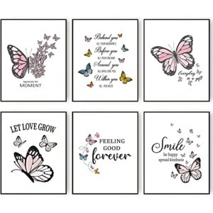 sikyucor inspirational butterfly wall art canvas prints motivational positive quotes poster gallery wall art picture wall decor gift for girls bedroom living room decoration (8″x10″ unframed)
