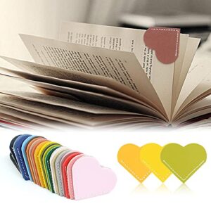 10 pieces leather heart bookmarks page corner book marks markers stylish handmade reading accessories for bookworm lovers,kids,women,men,teachers,students,birthday christmas graduation gift