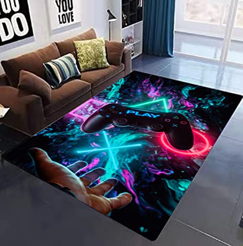 Game Area Rugs Gamer Carpet Boy Teen Gift Gamepad Controller Bedroom Floor Mat Home Decor Sofa Floor Anti-Slip Mat (60X39Inch, Game Rug 4)