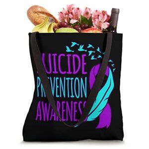 Suicide Prevention Awareness Happy Ribbon Support Graphic Tote Bag