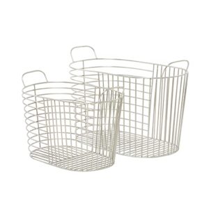 cosmoliving by cosmopolitan contemporary metal round storage basket, set of 2 14″, 12″h, silver