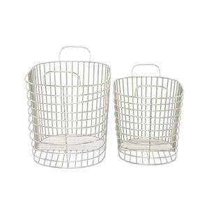 CosmoLiving by Cosmopolitan Contemporary Metal Round Storage Basket, Set of 2 14", 12"H, Silver