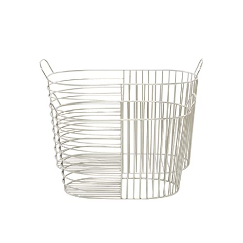 CosmoLiving by Cosmopolitan Contemporary Metal Round Storage Basket, Set of 2 14", 12"H, Silver