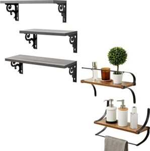amada homefurnishing floating shelves wall mounted, set of 2 amfs20n & set of 3 amfs21