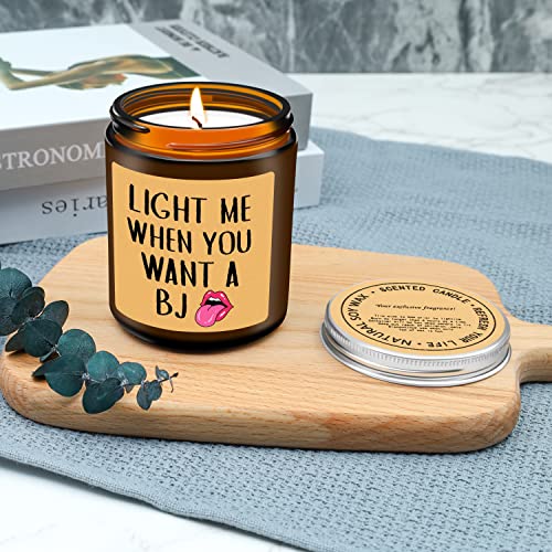 Birthday Gifts for Men, Light Me When You Want A BJ Candle - Funny Gifts for Men, Valentines Day Gifts for Him, Naughty Fathers Day Anniversary Engagement Gifts for Husband,Fiance, Best Friends Gifts