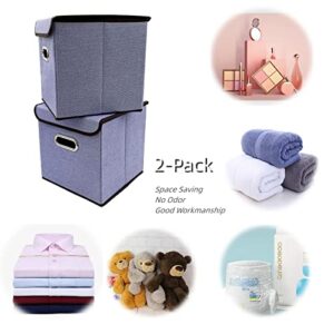 Foldable Cube Storage Bin with Lid, Set of 2, Collapsible Storage Basket with Lid ,25 CM x 25 CM, Boho Basket , Nursery Storage Bin, Cube Storage Baskets for Living Room Home Bedroom Closet Office Purple