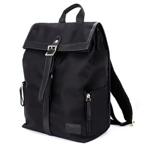 camelia de amour women backpack purse fashion nylon rucksack medium size (t295-183 black/gold hardware)