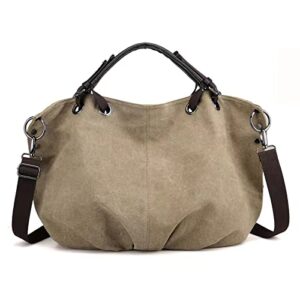 Eamom Extra Large Crossbody bags for Women Handbag Hobo Bag Canvas Purse Women's Clutch Handbags Shoulder Purse (Deep khaki)