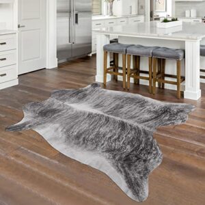 softlife faux cowhide rug, 4.6 x 5.2 feet cow hides and skins rug for living room, western rug for decorating room, cute cow area rugs for home, faux animal fur rug, grey