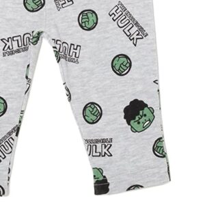 Marvel Avengers Hulk Newborn Baby Boys 3 Piece Outfit Set: Cuddly Bodysuit Pants Hat Green/Gray