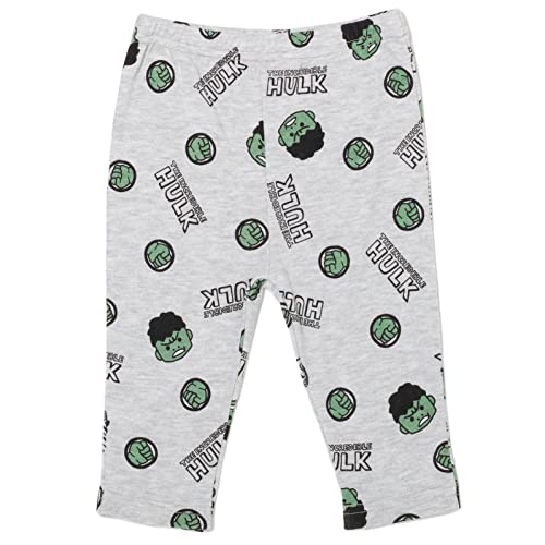 Marvel Avengers Hulk Newborn Baby Boys 3 Piece Outfit Set: Cuddly Bodysuit Pants Hat Green/Gray