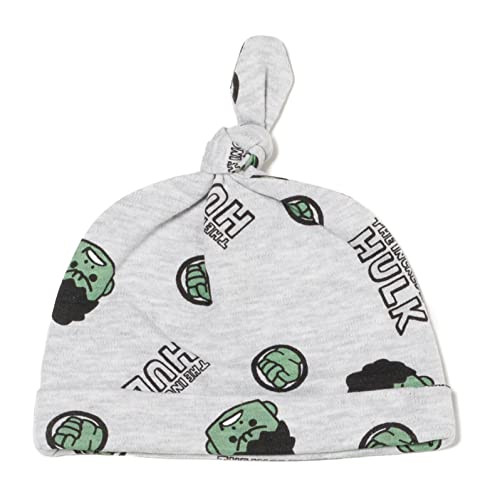 Marvel Avengers Hulk Newborn Baby Boys 3 Piece Outfit Set: Cuddly Bodysuit Pants Hat Green/Gray