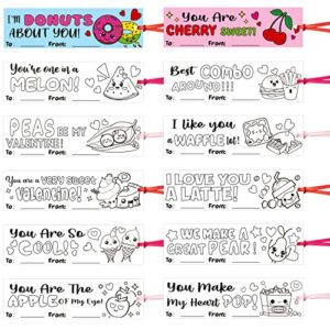 3sscha 75pcs valentine’s day color your own  bookmarks food theme kid creative diy coloring paper bookmark valentine blank paint bookmarks for teacher student valentines art gift party reward supplies