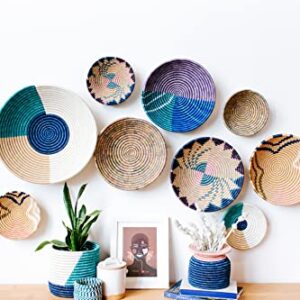 African Basket- Ntyazo/Rwanda Basket/Woven Bowl/Sisal & Sweetgrass Basket/Blues, Teal, Lilac