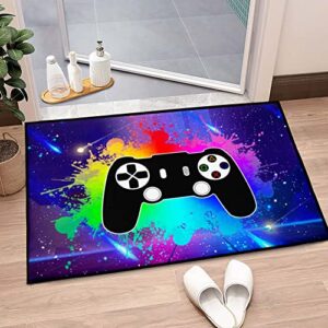 wokb video game rugs gaming bedroom gamer rugs printed living room mat gaming rugs for boy’s bedroom floor mat gamepad area rugs crystal floor polyester doormats, colorful, 35”×23” (2’×3′)