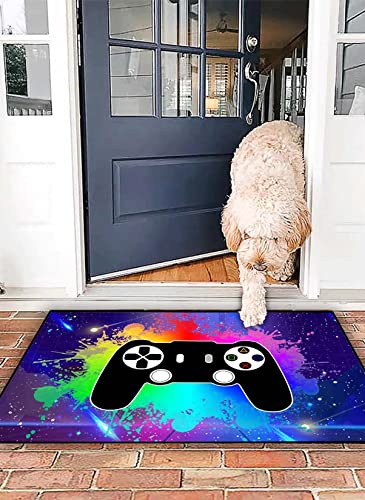 WOKB Video Game Rugs Gaming Bedroom Gamer Rugs Printed Living Room Mat Gaming Rugs for Boy's Bedroom Floor Mat Gamepad Area Rugs Crystal Floor Polyester Doormats, Colorful, 35''×23'' (2'×3')