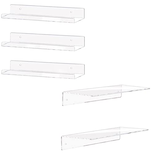 Weiai Acrylic Shelves, Clear Floating Shelf Wall Mounted for Bedroom, Living Room, Bathroom