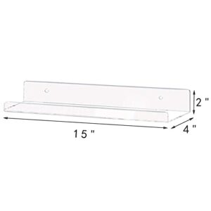 Weiai Acrylic Shelves, Clear Floating Shelf Wall Mounted for Bedroom, Living Room, Bathroom