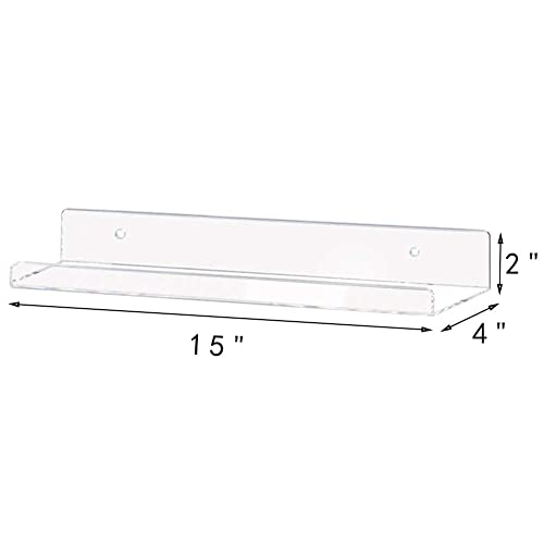 Weiai Acrylic Shelves, Clear Floating Shelf Wall Mounted for Bedroom, Living Room, Bathroom