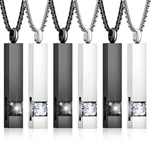 cremation urn necklace for ashes memorial stainless steel with cz necklace urn locket ashes keepsake cremation jewelry for ashes (silver, black, 6 pcs)
