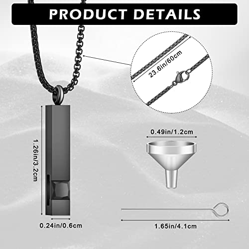 Cremation Urn Necklace for Ashes Memorial Stainless Steel with CZ Necklace Urn Locket Ashes Keepsake Cremation Jewelry for Ashes (Silver, Black, 6 Pcs)