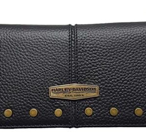 Harley-Davidson Women's Midnight Rider Leather Bi-Fold Clutch w/Strap - Black