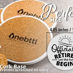 Best Retirement Gifts for Women, 4 Pcs Retirement Coasters for Drinks Absorbent with Holder and Corked Back, Unique Present for Retired Women, Retirement Gifts for Grandma, Boss Lady, Nurse, Teacher