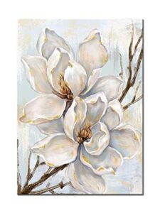 novup white flower wall art blooming floral with gold foil canvas print wall art the picture for living room bedroom contemporary wall painting decoration modern abstract artwork