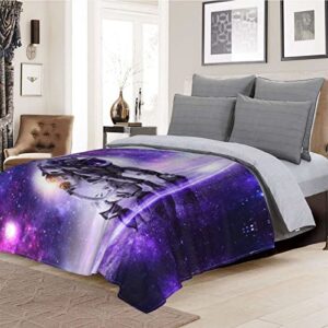 Astronaut Fleece Throw Blanket Sets 50x40, Galaxy Astronaut in Outer Space Cozy Plush Warm Lightweight Travel Blankets for Bedroom Living Rooms Sofa Beds Office